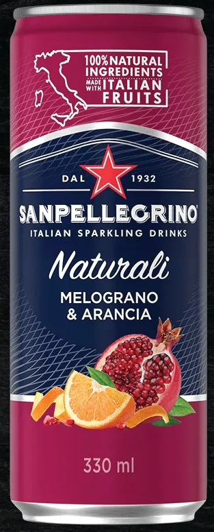 Sanpellgrino Melograno & Arancia- Nước trái cây Ý Vị Lựu Đỏ & Cam